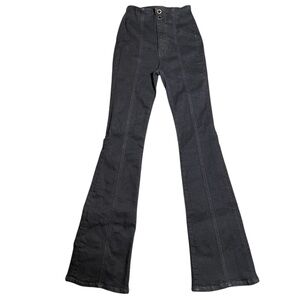 Veronica Beard Jeans 25 Beverly Skinny Flare High Rise Dark Blue Button